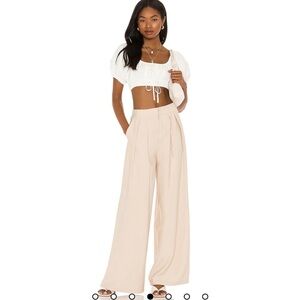 SNDYS REVOLVE Hills Pant Elegant Cream Wide-Leg Linen Pants